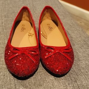 Womens Sequins Glitter Round Toe Ballet Flat with Bow Detail